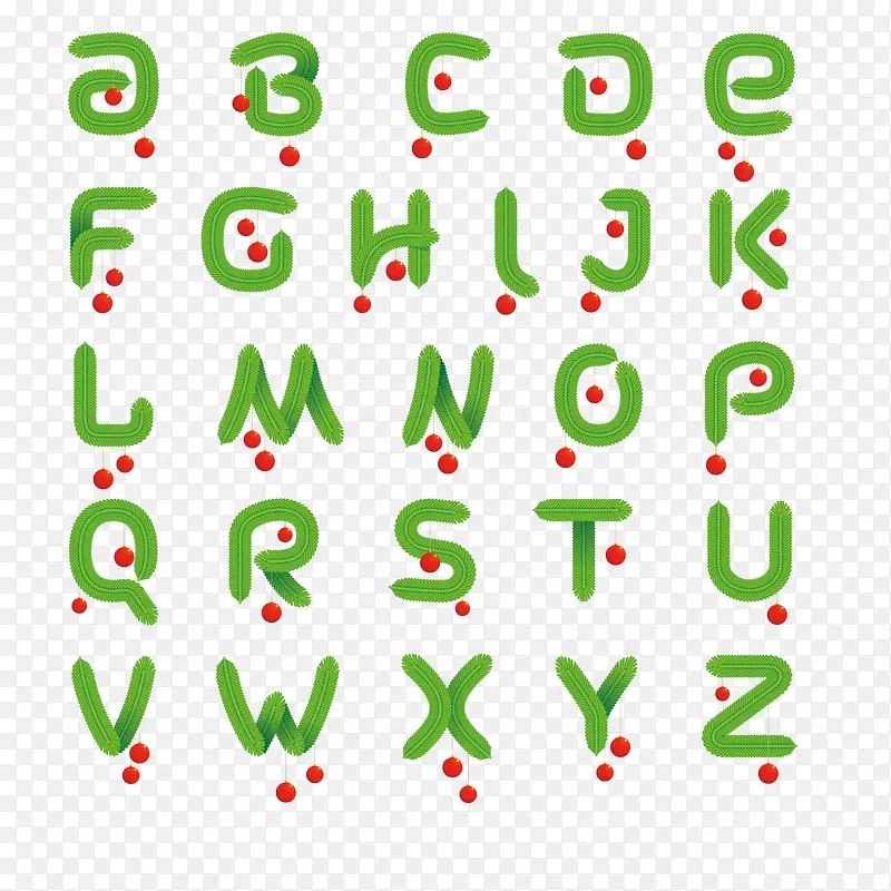 绿色松枝字母设计矢量素材