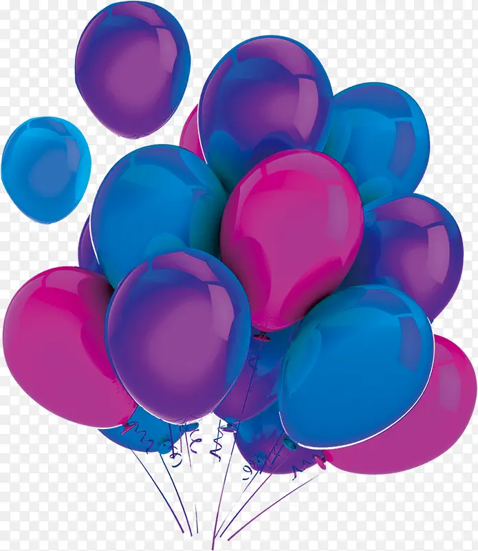 蓝色红色紫色的气球