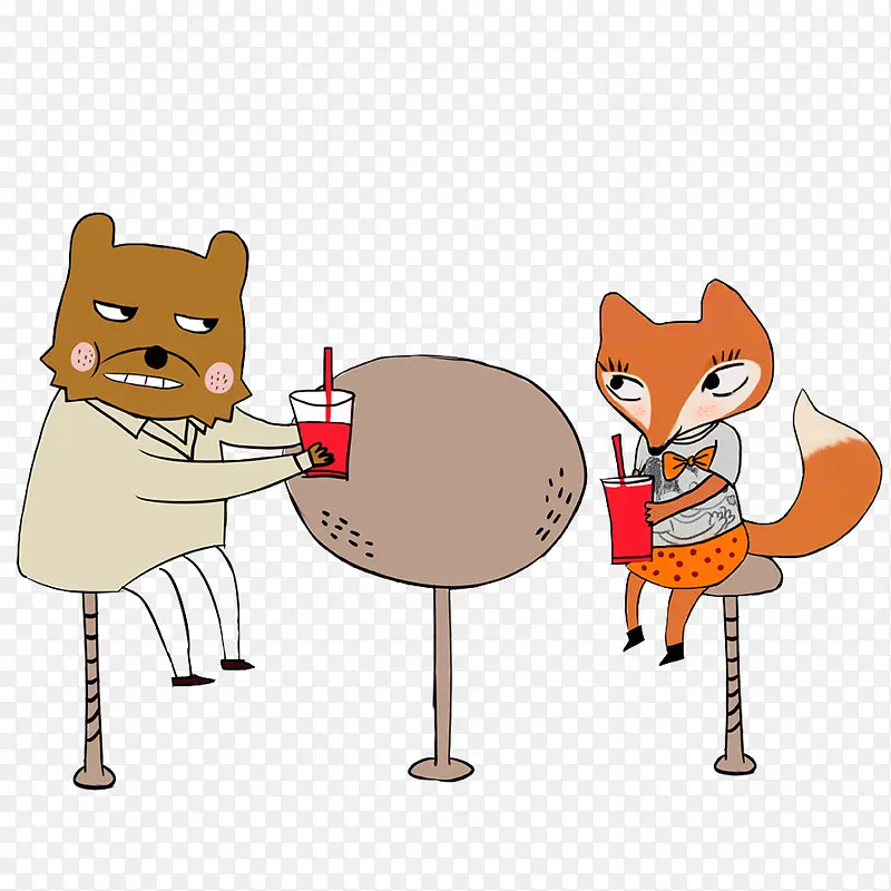 喝果汁的狐狸和狼