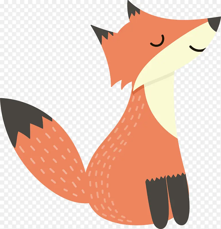 可爱的橘色小狐狸手绘图