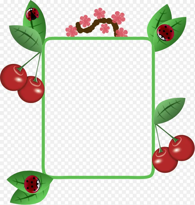 卡通手绘水果樱桃简约边框