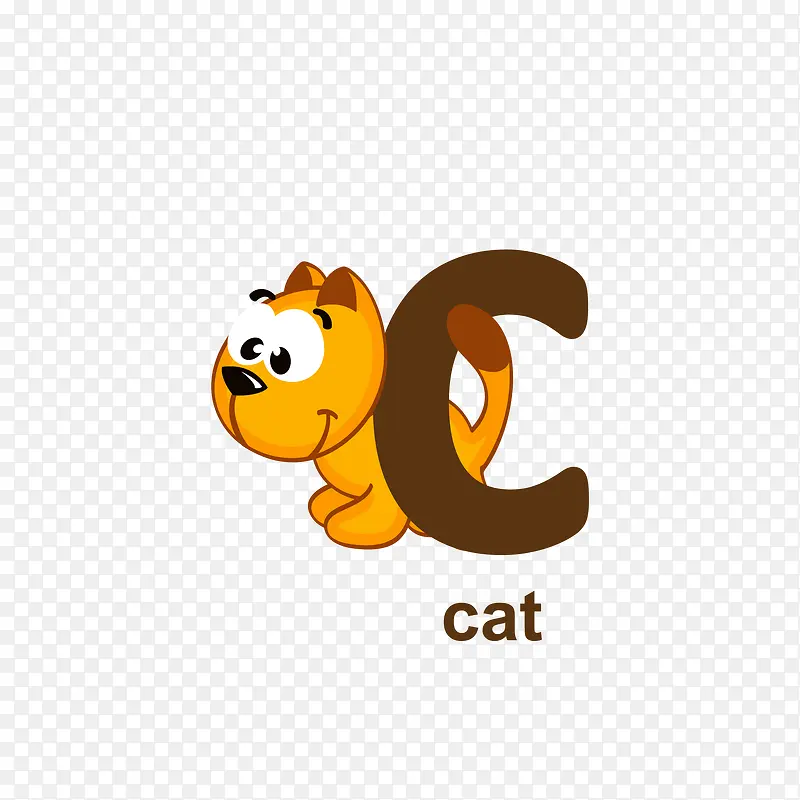 可爱小猫字母C免抠素材
