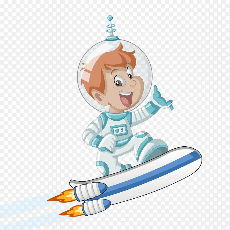 卡通坐着火箭筒的宇航员