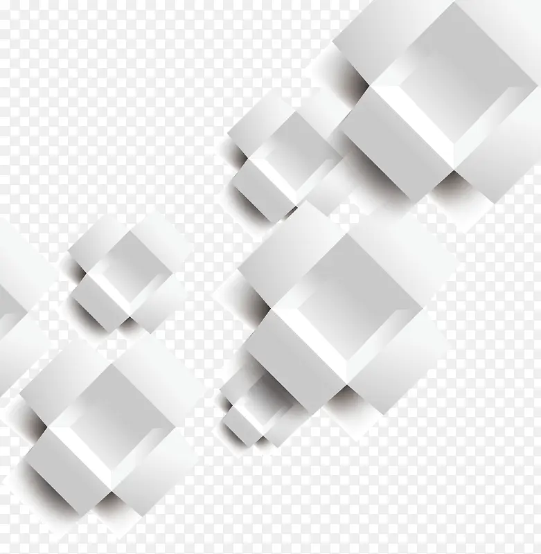 矢量立体白色正方体纸盒背景装饰
