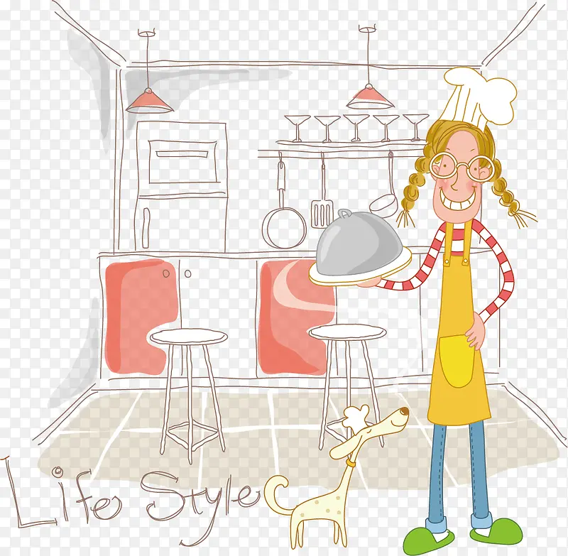 在厨房做饭的女孩