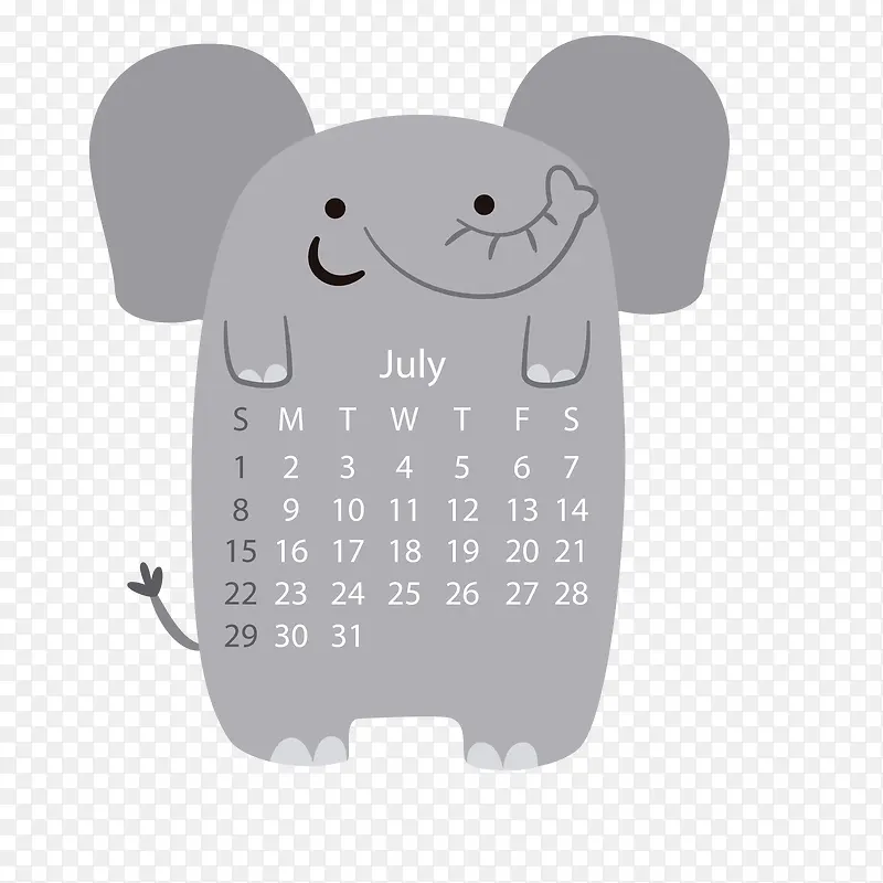 可爱的大象装饰日历