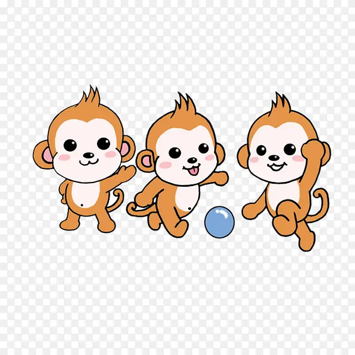 踢球的三只猴子