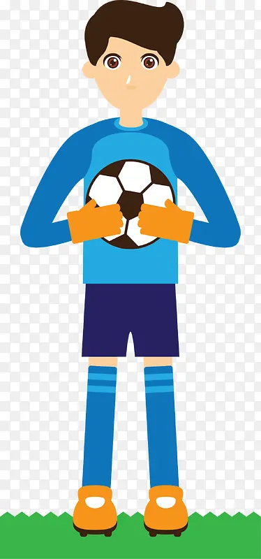 蓝衣卡通足球少年