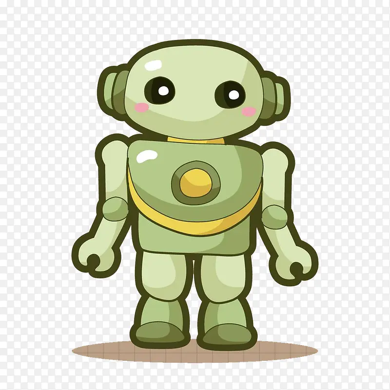 可爱害羞的绿色机器人偶装饰PNG