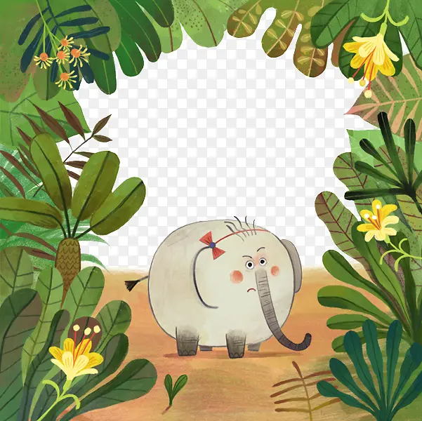 绿色森林中的白大象