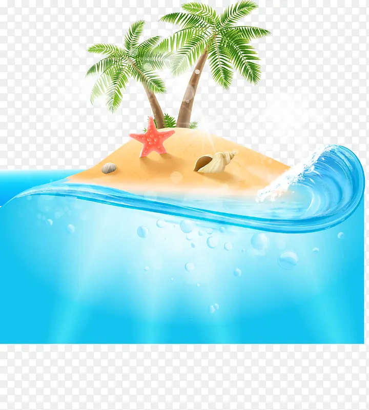 夏日海岛椰子树矢量图