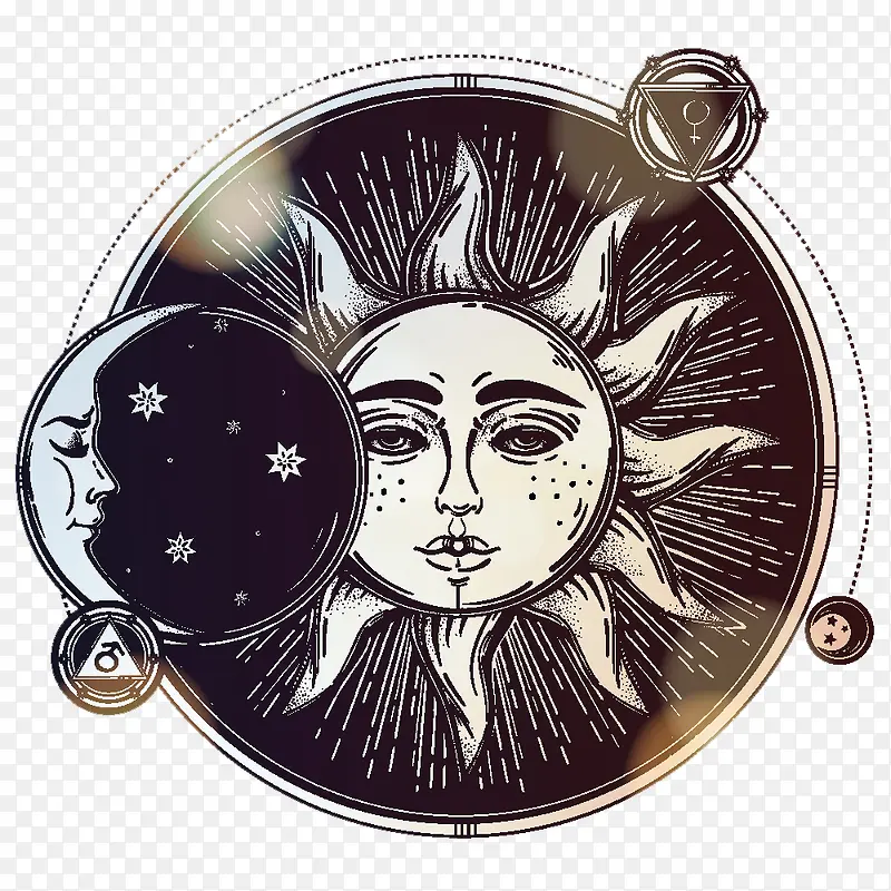 太阳和月亮黑色素材