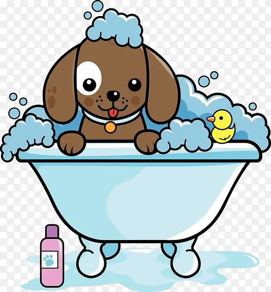 趴在浴盆上的小狗