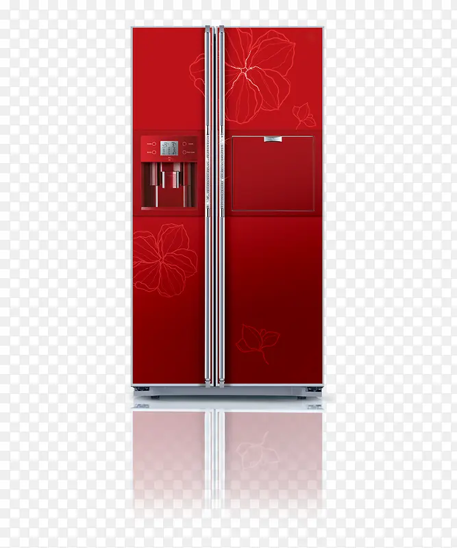 红色喜庆智能对开门冰箱
