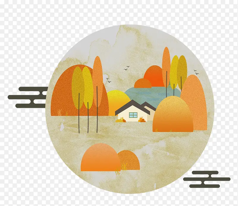 插画秋分金色银杏叶文艺手绘