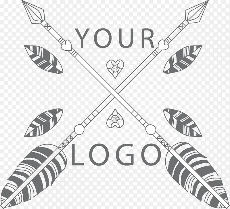 黑色手绘简约羽毛LOGO