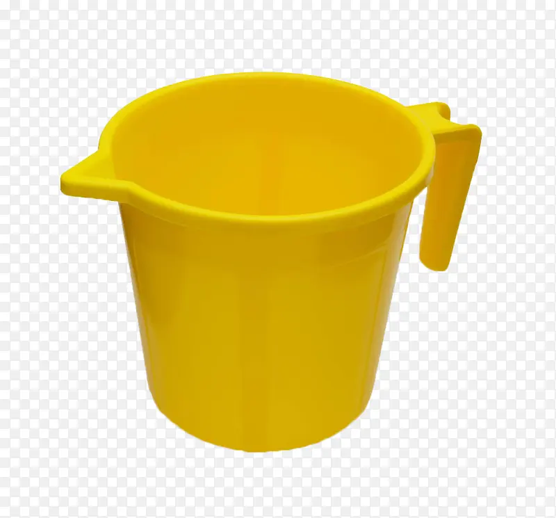 黄色塑料蓄水单柄杯子