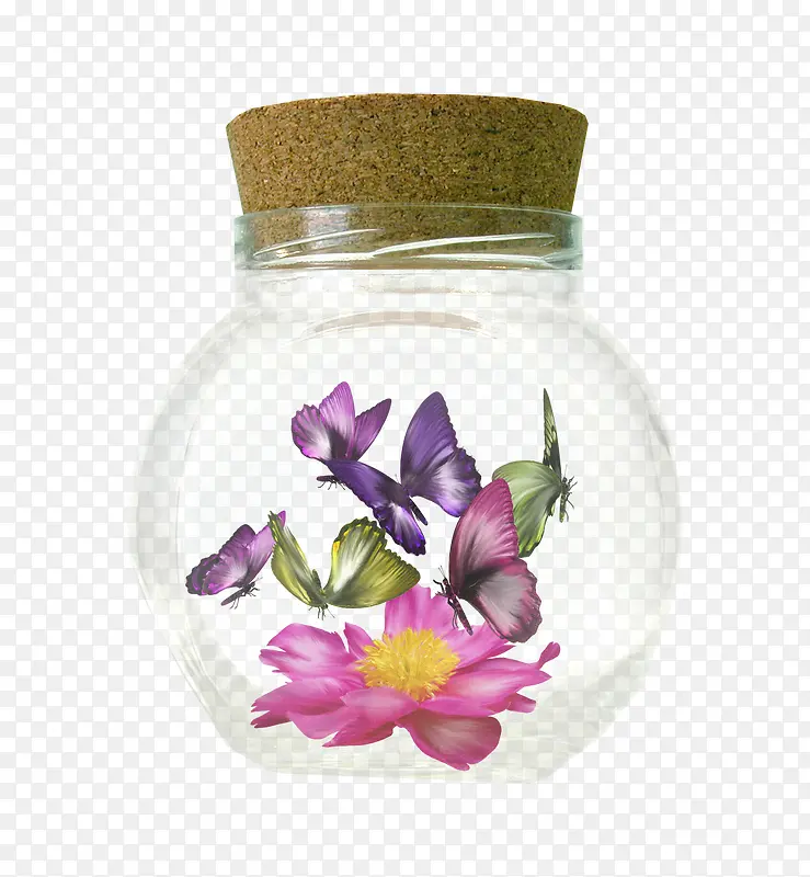 蝴蝶花朵瓶子