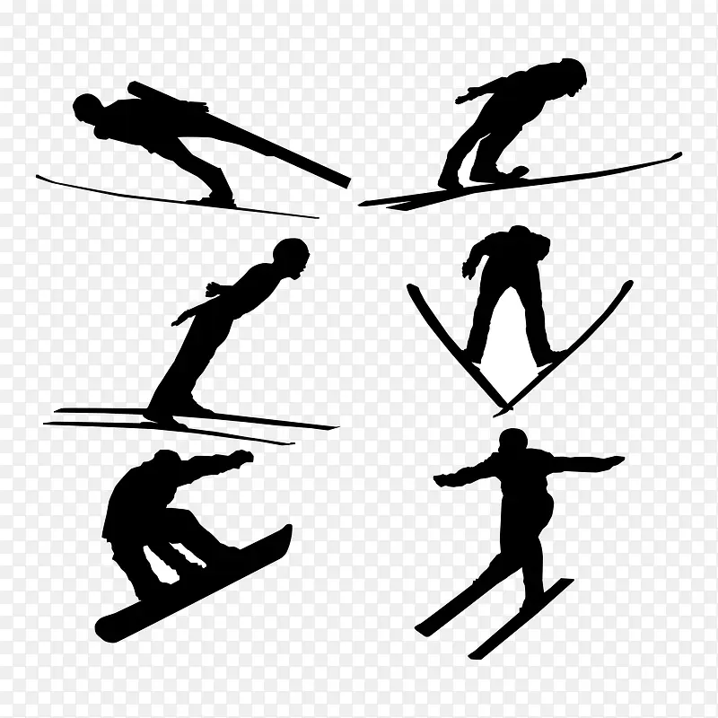 6款跳台滑雪人物剪影
