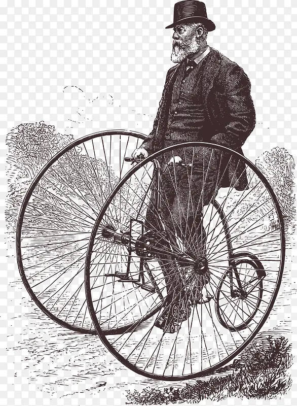 手绘素描复古自行车