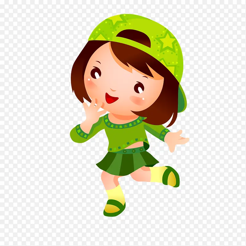 卡通穿绿色服装的女孩设计
