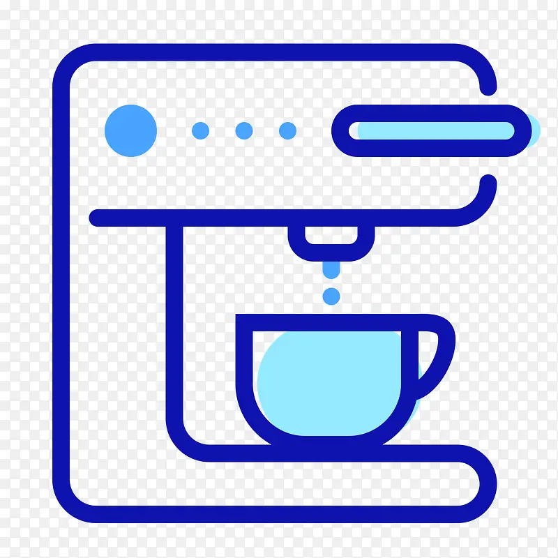 蓝色手绘圆弧咖啡机元素