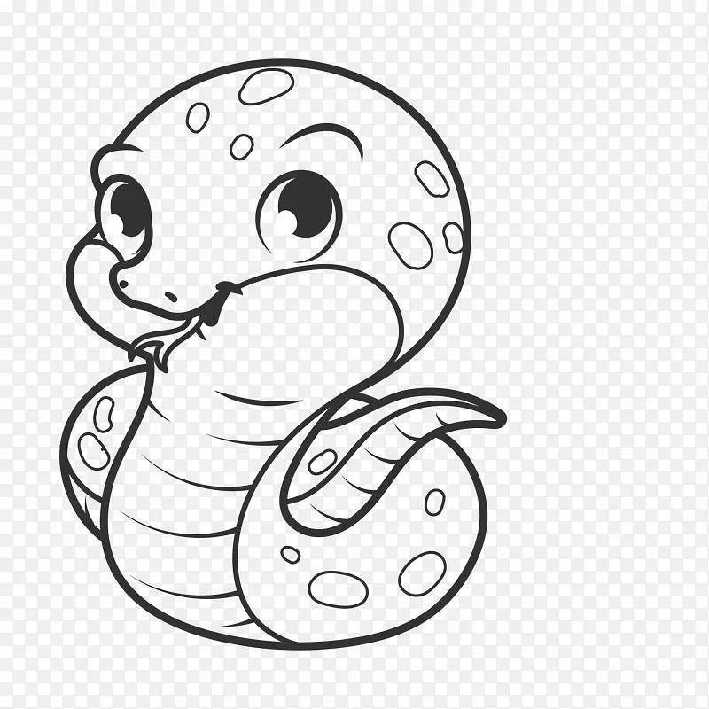 简笔素描可爱小蛇