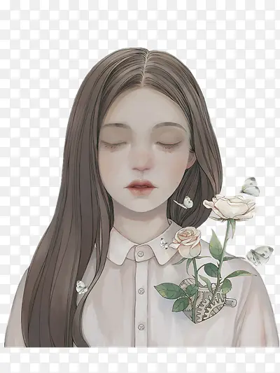 闻着花香的女生PNG图片素材下载_图片编号8072215-PNG素材网