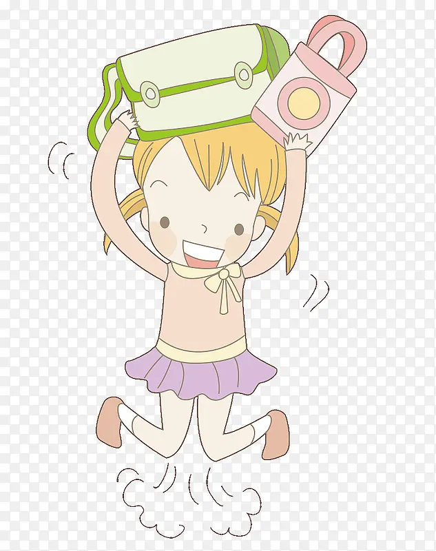 卡通人物插图背书包的可爱女孩PNG图片素材下载_图片编号8072243-PNG素材网