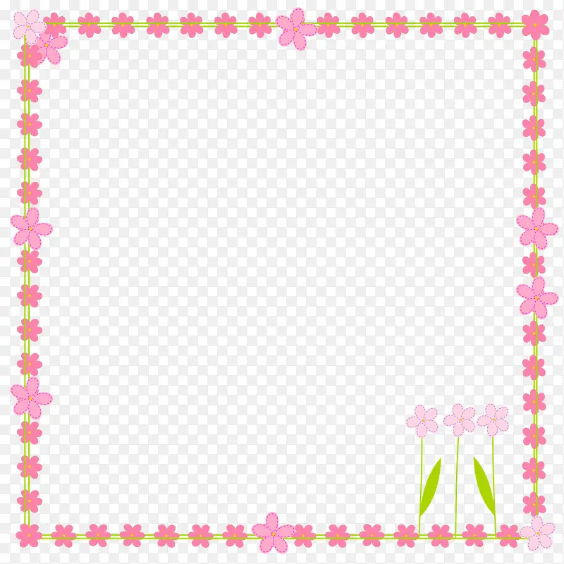 小粉色花边框