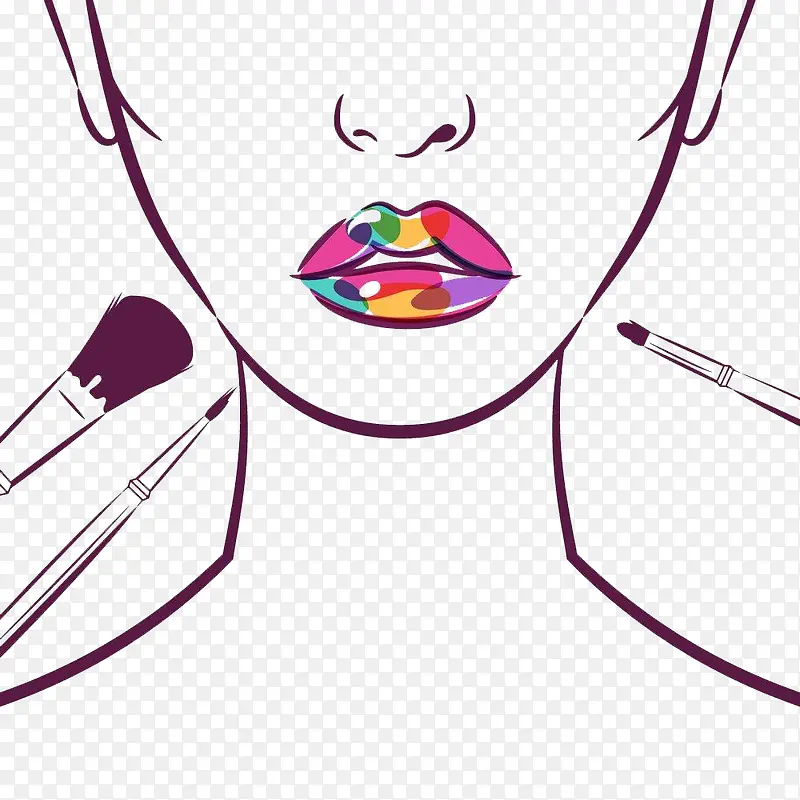 卡通萌萌的化妆笔和性感的嘴唇P
