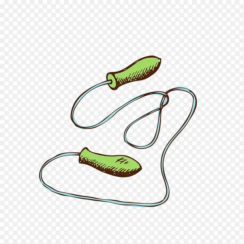 矢量手绘绿色条绳子