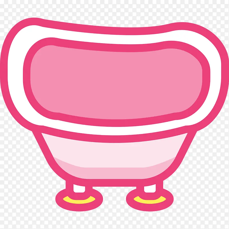 粉色手绘圆角浴盆元素