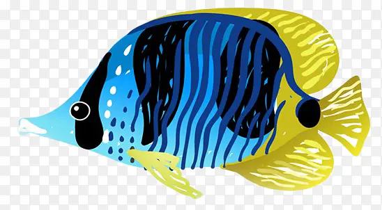 手绘蓝色条纹鱼海洋生物