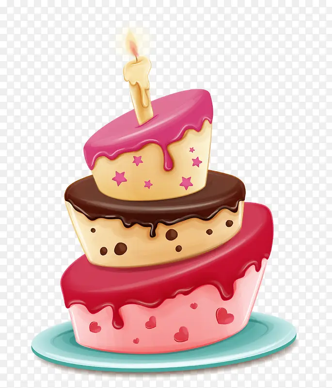 粉色简约生日蛋糕装饰图案