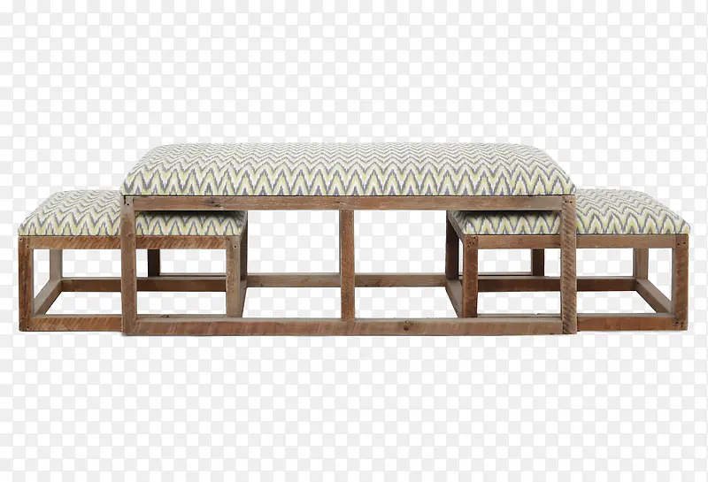 古典实木布艺床尾凳