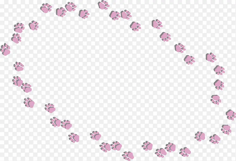 卡通粉色一圈猫爪印矢量图