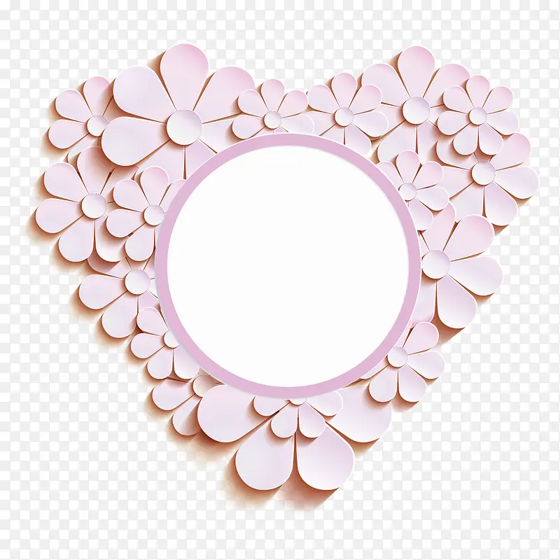 母亲节粉色立体纸雕纹理花朵装饰