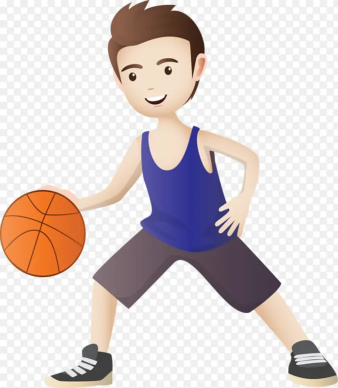 篮球运动运球的男孩