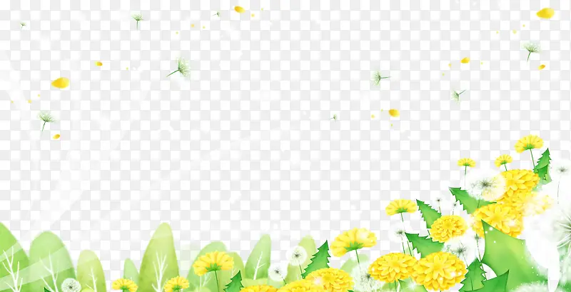 手绘黄色野花背景素材