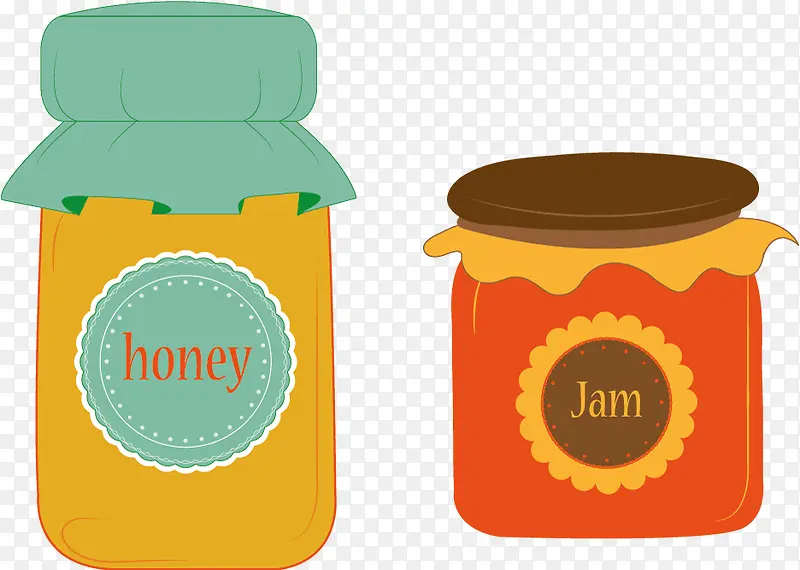 矢量蜂蜜和果酱瓶