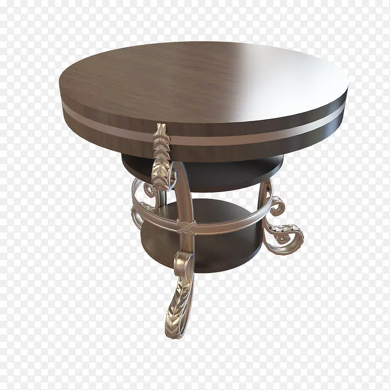 棕色花纹圆形木桌