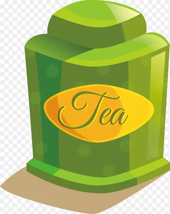 矢量绿色茶罐