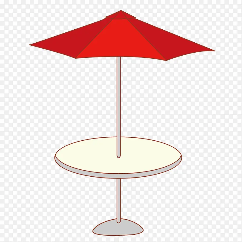 红色卡通遮阳伞圆形小桌子