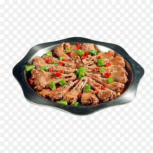 圆铁盘干锅鸭食品餐饮