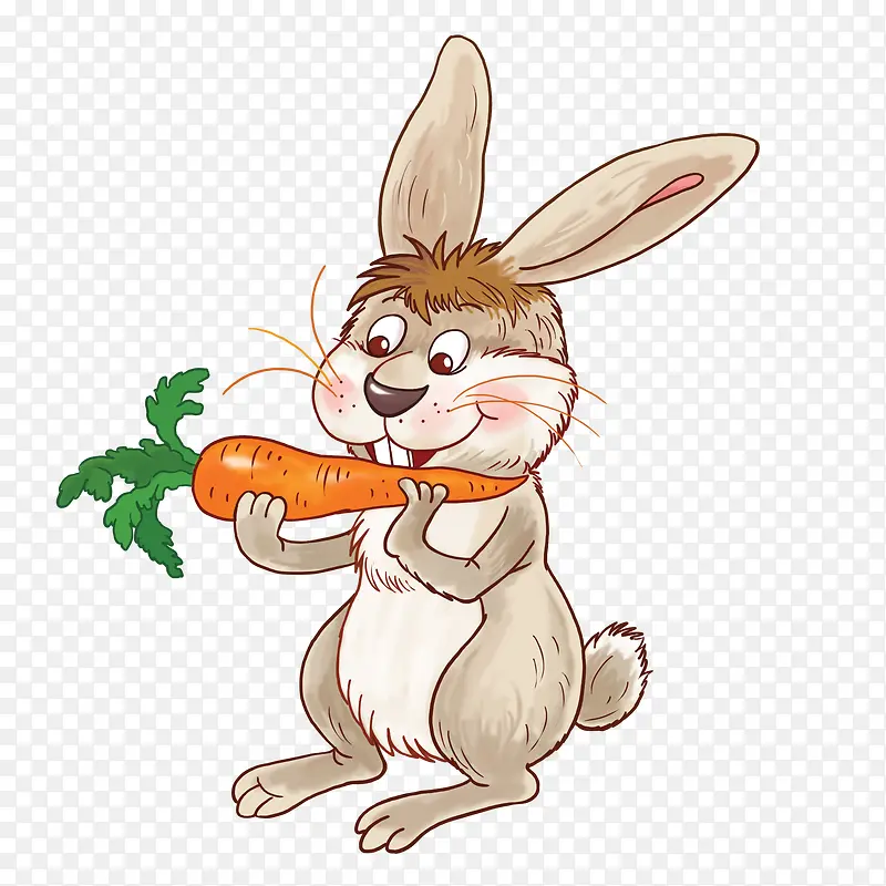 卡通版吃胡萝卜的兔子