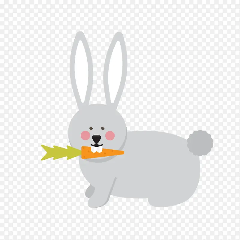 卡通动物兔子吃胡萝卜