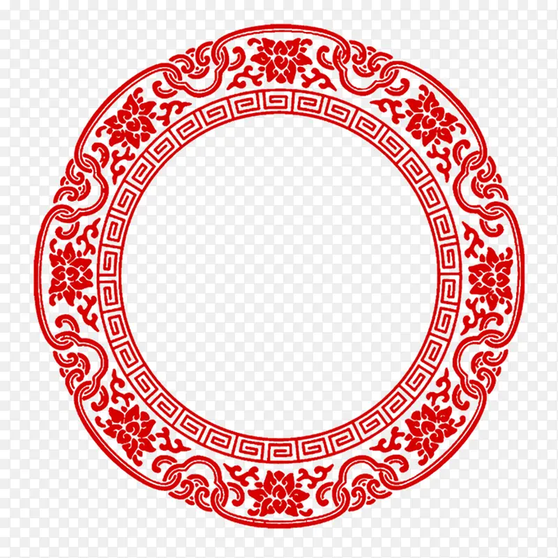 喜庆中国红传统纹样圆形装饰背景