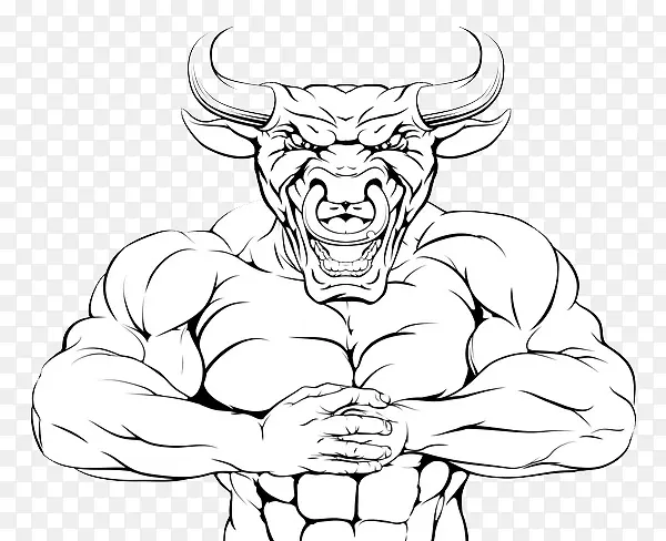 卡通免抠健身公牛logo