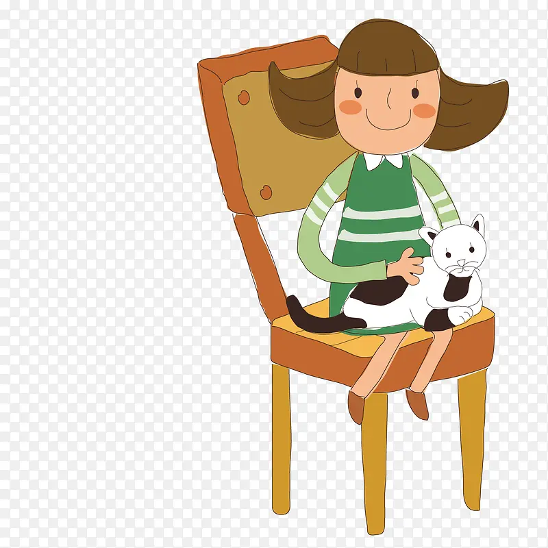 坐在椅子上抱着猫的女子